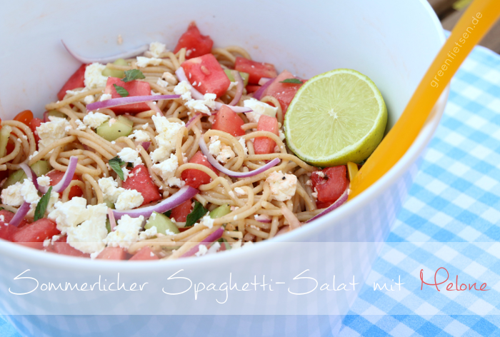 Sommerlicher Spaghetti-Salat mit Melone {Rezept und Linkparty}