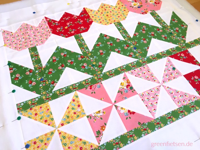 Work in progress - Tulpen Mini Quilt zur Backyard Roses Blog Tour