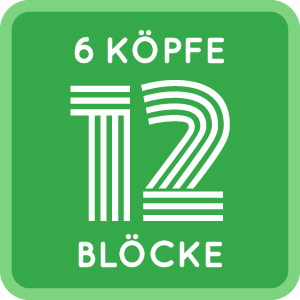 6 Köpfe - 12 Blöcke | Button zum Mitnehmen