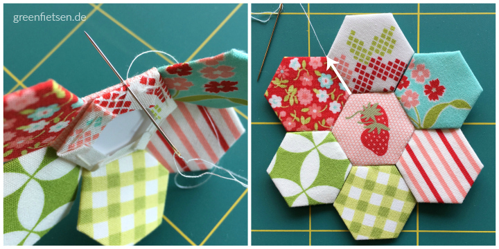 Tutorial 2 | Hexies mit dem Überwendlingsstich zusammennähen (English Paper Piecing)