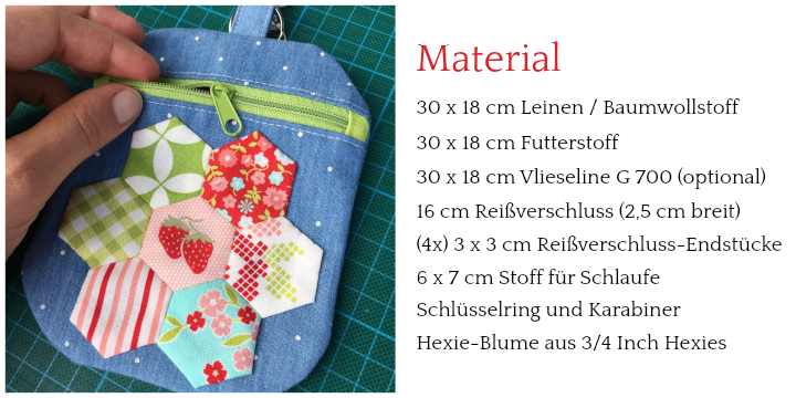 Tutorial / Nähanleitung - Geldbeutel mit Hexie-Blume