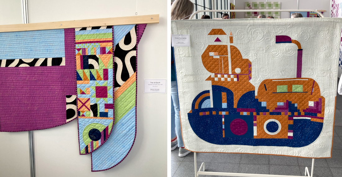 Ausstellung "Geteilt und genäht" von den Challenge Quilters auf der Nadelwelt in Karlsruhe 2026